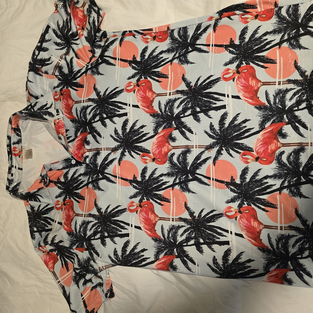 Large Golf Gods Tropical Flamingo Polo